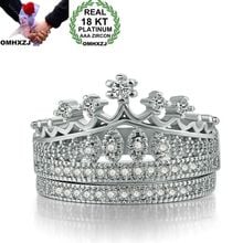 OMHXZJ оптовая продажа, Европейская мода для женщин и мужчин, свадебный подарок, корона, Белый AAA циркон, 18KT, белое золото, кольцо RR711 2024 - купить недорого