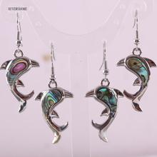 Dolphin Bead  Handmade Jewelry For Women Natural Blue New Zealand Abalone Shell Earrings 1Pair U040 2024 - buy cheap