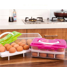 Caixa de armazenamento de ovos de cozinha, 24 grades, recipiente de alimentos, caixas organizadoras para armazenamento, camada dupla, multifuncional, crisper de ovos 2024 - compre barato