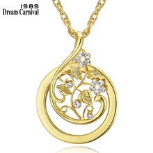 DreamCarnival 1989 Flower Sweater Necklace for Women Rhodium Gold Color Magnifying Glass Pendant for Reading Gift Mum Parents 2024 - buy cheap