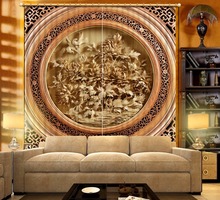 Cortinas chinesas de luxo, escultura em madeira, flor, para sala de estar, quarto, janela marrom, blackout, cortina 2024 - compre barato