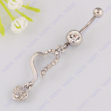 Belly button ring Heart Body piercing navel ring fashion woman jewelry Retail belly bar 14G 316L surgical steel Free shipping 2024 - buy cheap