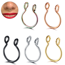 1PC U Shaped Faux Nose Ring Hoop Fake Septum Rings Stainless Steel Nostril Piercing Fake Piercing Oreja Piercing Jewelry 20G 2024 - buy cheap