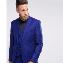 Custom Made One Button Men's Suit Royal Blue Wedding Prom Suits For Men Best Man Married Tuxedos 3 Pieces Jacket + Pants + Vest 2024 - buy cheap