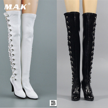White/Black Color ZY1016 1/6 Scale Female High Tube long Heels Leather Boots Empty Inside Accessory Model For 12" Action Figure 2024 - buy cheap