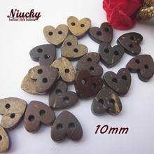 Niucky-Botones de coco de 10mm, 2 agujeros en forma de corazón, botones de costura de Coco para ropa, accesorios decorativos artesanales, C0103-001 2024 - compra barato
