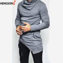 Men Fashion Long Sleeve Irregular Hoodies Men Spring Turtleneck Hoodies Solid Slim Pullover Sweatshirt Plus Size 2024 - buy cheap