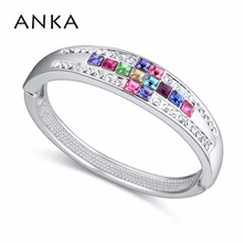 ANKA New Rhodium Plated Cross Crystals Pave Bangles Bracelet Crystals from Austrian Women Jewelry #116567 2024 - buy cheap