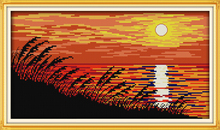Kit de punto de cruz de puesta de sol, bordado de costura artesanal, costura hecha a mano, 14ct 11ct, cordón con cuentas 2024 - compra barato