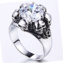 Women Men Punk Skull Ring Silver color Zircon Women's Wedding Rings Fashion Jewelry gift Dropshipping 2024 - buy cheap