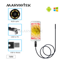 2 in 1 USB Android Endoscope Waterproof 6 LED Borescope Inspection Camera Endoscope For Android PC 1M 2M 7mm Endoscope Camera HD 2024 - buy cheap