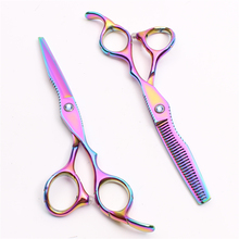 6" 17.5cm Customize Logo JP 440C Colorful Hairdressing Scissors Normal Scissors Thinning Shears Professional Hair Scissors C1011 2024 - buy cheap