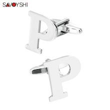 Savyshi-gemelos con letra P para hombre, accesorios de camisa, de alta calidad, chapados en plata, joyería de regalo de negocios 2024 - compra barato