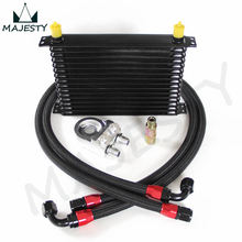 15 ROW AN10 UNIVERSAL ENGINE TRANSMISSION OIL COOLER+FILTER ADAPTER KIT SILVER HOSE BLACK BRAND CSK 2024 - buy cheap