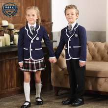 Girls School Uniform British Style Kindergarten Uniform Primary School Clothes Student Coat 4pcs Full Set Coat Shirt Ect D-0511 2024 - buy cheap
