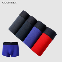 Caranier-Calzoncillos de algodón para hombre, ropa interior transpirable, Bóxer sólido, pantalones cortos cómodos de marca, 4 Uds. 2024 - compra barato
