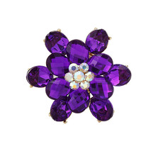 DIEZI Gift Fashion Rhinestone Luxury Brooch Women Purple Blue Flower Crystal Brooch Women For Wedding Jewelry Accessories 2024 - buy cheap