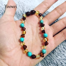 Yoowei Baltic Amber Bracelet Baroque Beads 6mm Natural Turquoise Gemstone Adult Baby Amber Teething Necklace Jewelry Wholesale 2024 - buy cheap