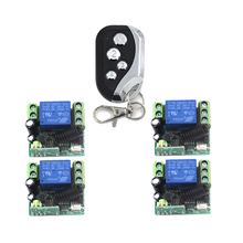 Interruptores de controle remoto 12v dc 1ch, receptor de relé + 200m, transmissor de 4 botões 315/433mhz, código de aprendizagem, sku: 5416