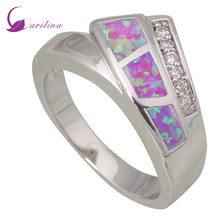 New 2021 Fine Jewelry Gift Statement Ring For Women Pink Fire Opal Silver Color Filled Bridal Ring Size 5 6 7 8 9 R434 2024 - buy cheap