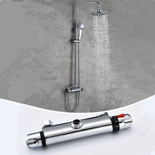 Bath Shower Faucet Thermostatic Faucets Wall Mounted Mixer Valve Tap Temperature Control Rain Shower Chrome Bathroom Shower Set 2024 - buy cheap