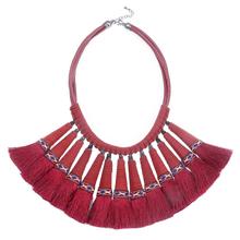 2018 High Quality Fashion Hand Made Statement Necklaces Red Rope Chain Yarn Weave Pendant Jewelry Momen Chunky Tassel Necklace 2024 - buy cheap