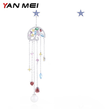 YANMEI CZ Umbrella And Stars Tassel Earrings For Women Hollow Multicolor Earring Asymmetric Fashion Jewelry YME7616Y 2024 - buy cheap