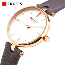 Curren relógio de pulso de couro feminino, relógio analógico de quartzo rosa de ouro fino casual para mulheres 2024 - compre barato