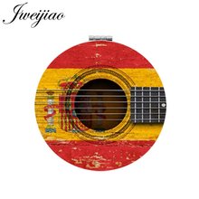 Jweijiao guitarra do vintage país bandeira musical bolso redondo espelho de couro do plutônio dobrável compacto maquiagem espelhos espejo de maquillaje 2024 - compre barato