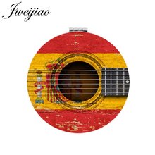 JWEIJIAO Vintage Guitar Country Flag Musical Round Pocket Mirror PU Leather Folding Compact Makeup Mirrors espejo de maquillaje 2024 - buy cheap