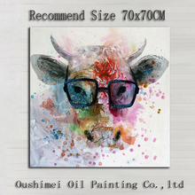 Pintura al óleo con diseño moderno, pintura al óleo sobre lienzo de Animal abstracto de vaca, pintado a mano, decoración de vaca moderna 2024 - compra barato