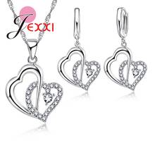 Romantic Heart Wedding Jewelry Sets For Brides 925 Sterling Silver Pendant Necklace Earrings Engagement Jewelry Set Women 2024 - buy cheap