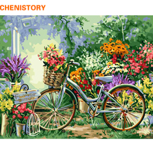 Chenistory-moldura florida para bicicleta, faça você mesmo, pintura por números, arte na parede, caligrafia, decoração para casa, 40x50cm, arte 2024 - compre barato