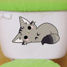 YOJA 23,8*14,3 см серый мультфильм кошка туалет наклейки на сиденья декор комнаты настенные наклейки T1-0029 2024 - купить недорого