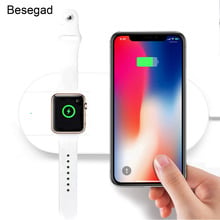 Besegad-soporte de carga inalámbrica para Apple Watch Series 1, 2, 3, 4, iPhone 8, X, 10, 7, 6S, Galaxy S8 Plus 2024 - compra barato