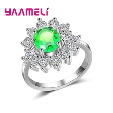 Anéis de dedo em prata esterlina 925, anéis com design de flor de sol para mulheres, zircônia cúbica brilhante em torno de cristal 2024 - compre barato