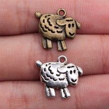 Wysiwyg 10 pçs encantos ovelhas cordeiro 18x16mm antigo fazer pingente apto vintage tibetano bronze prata cor diy artesanal jóias 2024 - compre barato