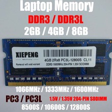 Ordenador portátil 4GB DDR3 1333MHz PC3 10600 RAM 8GB 2Rx8 PC3L-12800 S 2GB PC3-8500S 1066MHz Notebook Memory compatible con DDR3 1600mhz 2024 - compra barato