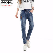 THHONE Winter Brand Jeans Women Harem Pants Fashion Trousers Long Vintage Pocket Plus Size Boyfriend Jeans Female Denim Pants 2024 - buy cheap