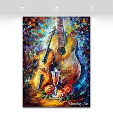 Hand Painted Knife Gold Tree Oil Painting On Canvas Large Violin Paintings For Living Room Modern Abstract Wall Art Pictures 2024 - buy cheap