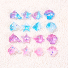 10pcs Flatback Glitter Resin Cabochons Gradient color Marine or sea life themed charms for earrings diy 2024 - buy cheap