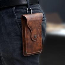 Men Leather Vintage Casual 5.5" Phone Waist Bag Fanny Pack Thin Belt Clip Pouch Clip Pouch Case Cigarette Case 2024 - buy cheap