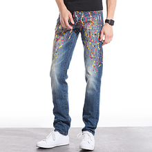 Супер-звезда Стиль большой бренд печатных Для мужчин Джинсы для женщин модные хлопковые джинсы Для мужчин тонкий прямой промывают Для мужчин S Джинсы для женщин 2024 - купить недорого