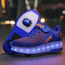 New Pink USB Charging Fashion Girls Boys LED Light Roller Skate Shoes For Children Kids Sneakers With Wheels Two wheels 2024 - buy cheap