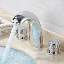 Homedec хромированный полированный водопад, широко распространенный кран для раковины для ванной комнаты, три отверстия, смеситель для раковины, краны 2024 - купить недорого