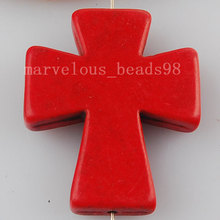 Free shipping Jewelry  30x36mm Red Howlite Cross Pendant Art SMC2713 2024 - buy cheap