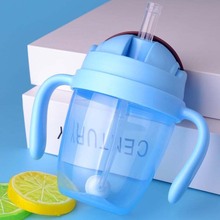 Taza bonita de 300ml para bebé y niño, aprendizaje, alimentación, bebida, agua, botella con asa de paja, botellas escolares para beber comida y leche 2024 - compra barato