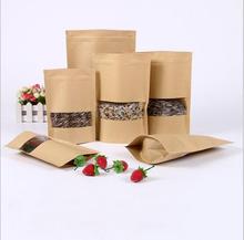 100pcs 22*31cm Zip lock Kraft Paper Window Bag Stand up Gift dried food fruit tea packaging Pouches Zipper Sel Sealing Bags Free 2024 - buy cheap