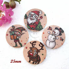 New Scrapbook buttons 50pcs 25mm round Christmas button for sewing Craft scrapbook accessories New Year decor materials 2024 - buy cheap
