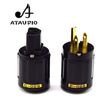 Ataudio tomada de alta qualidade banhada a ouro um par, conector de alimentação dos eua + conector fêmea iec 2024 - compre barato